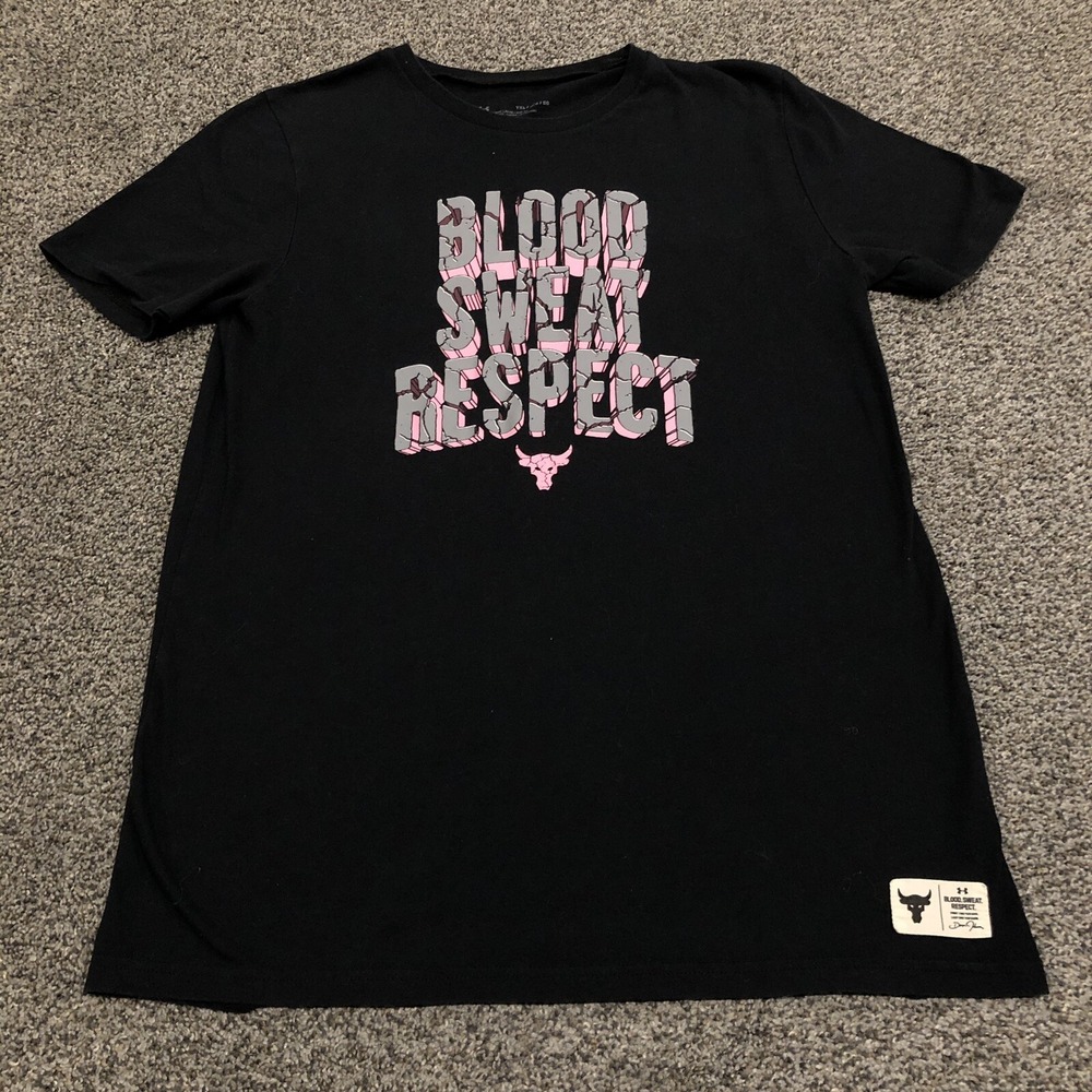 Project Rock Shirt Boys XL Black Blood Sweat Respect Loose Gym Training